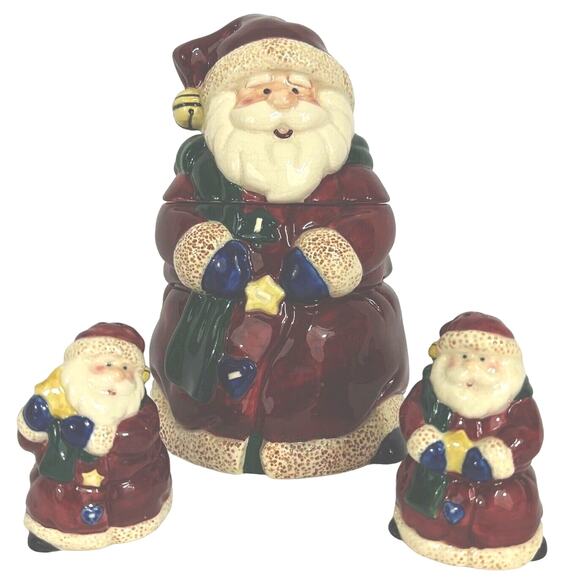 Bella Casa by Ganz Santa Claus Cookie Jar And Matching Salt and Pepper Set! - Picture 1 of 6